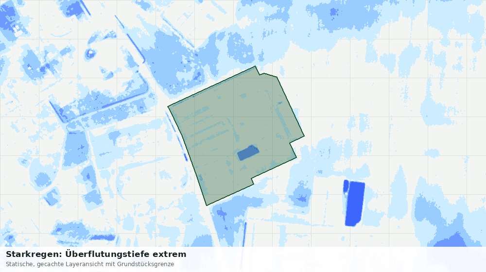 Statische Kartenansicht: Starkregen: Überflutungstiefe extrem