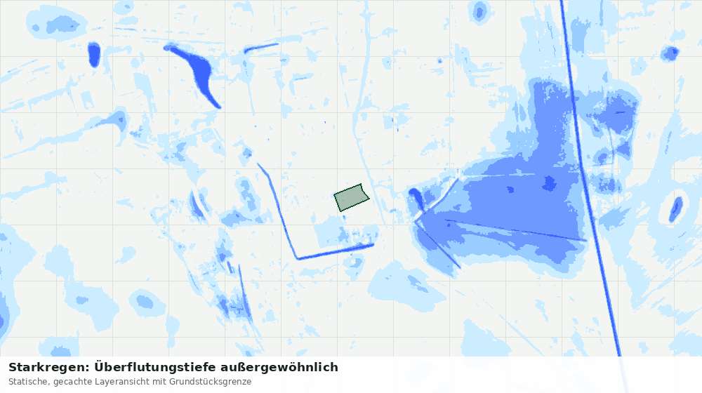Statische Kartenansicht: Starkregen: Überflutungstiefe außergewöhnlich