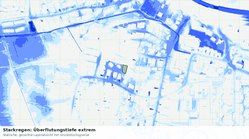 Statische Kartenansicht: Starkregen: Überflutungstiefe extrem