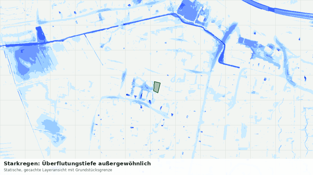 Statische Kartenansicht: Starkregen: Überflutungstiefe außergewöhnlich