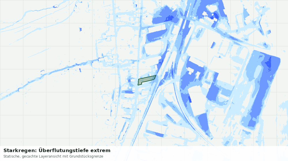 Statische Kartenansicht: Starkregen: Überflutungstiefe extrem