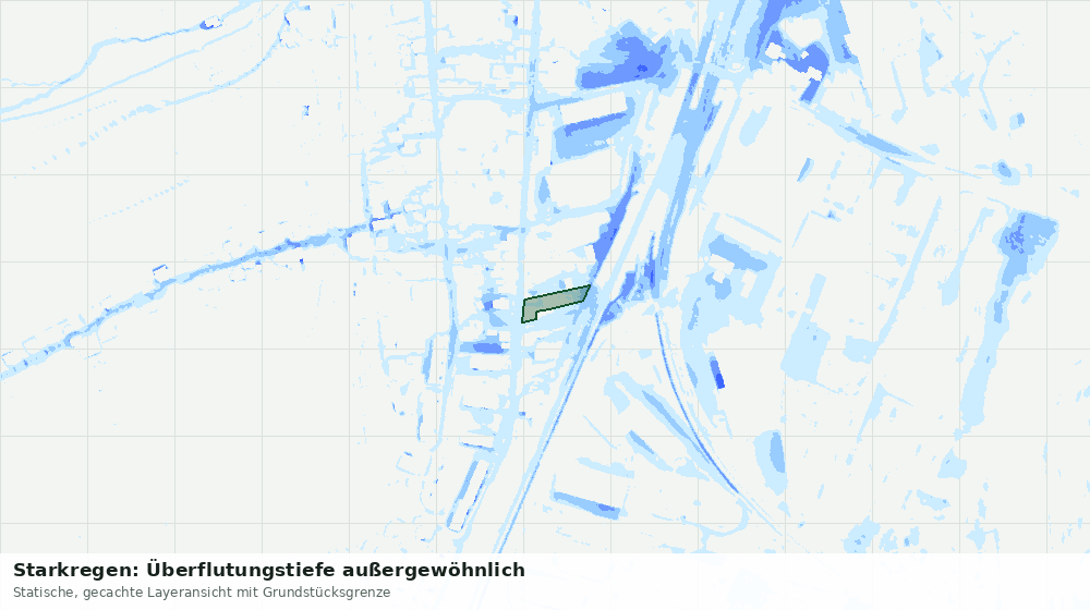 Statische Kartenansicht: Starkregen: Überflutungstiefe außergewöhnlich