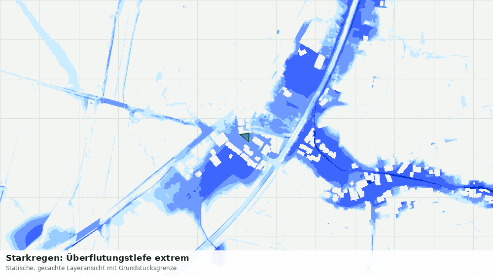 Statische Kartenansicht: Starkregen: Überflutungstiefe extrem
