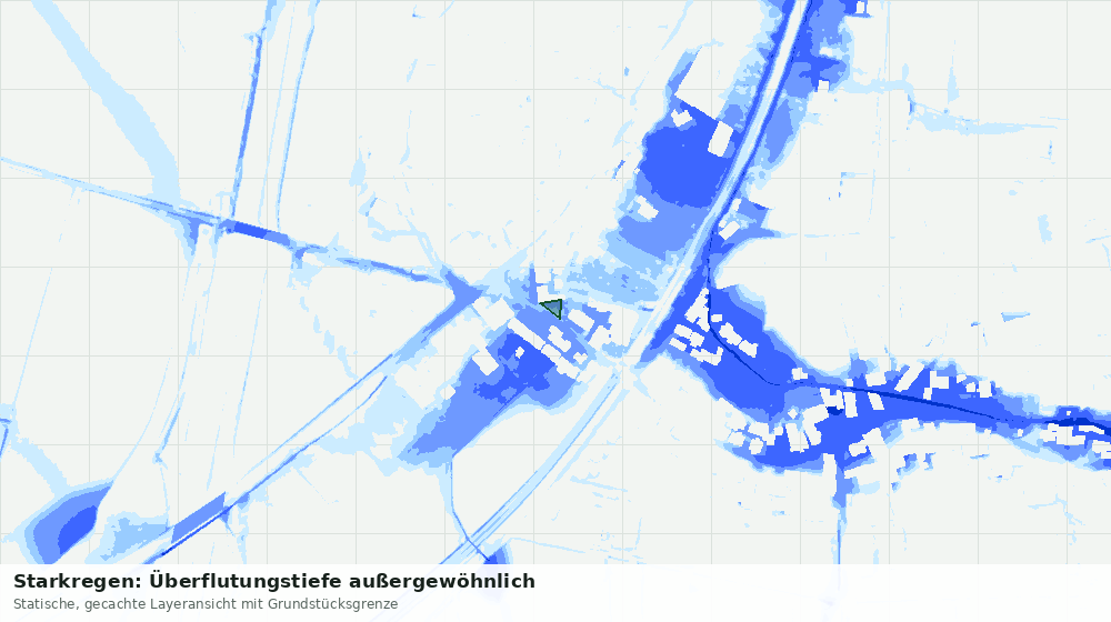 Statische Kartenansicht: Starkregen: Überflutungstiefe außergewöhnlich