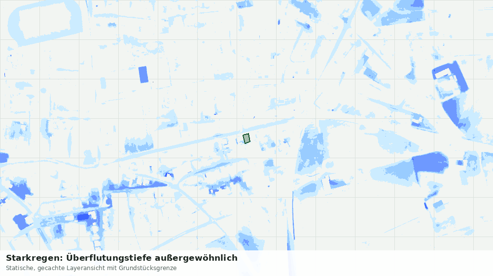 Statische Kartenansicht: Starkregen: Überflutungstiefe außergewöhnlich
