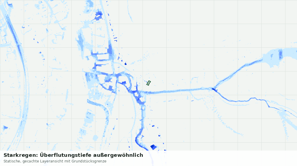 Statische Kartenansicht: Starkregen: Überflutungstiefe außergewöhnlich