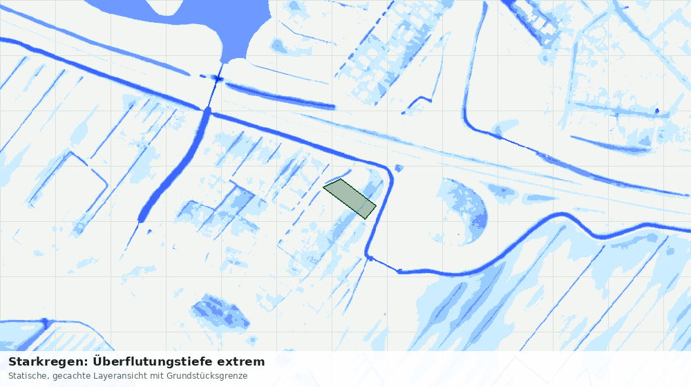 Statische Kartenansicht: Starkregen: Überflutungstiefe extrem