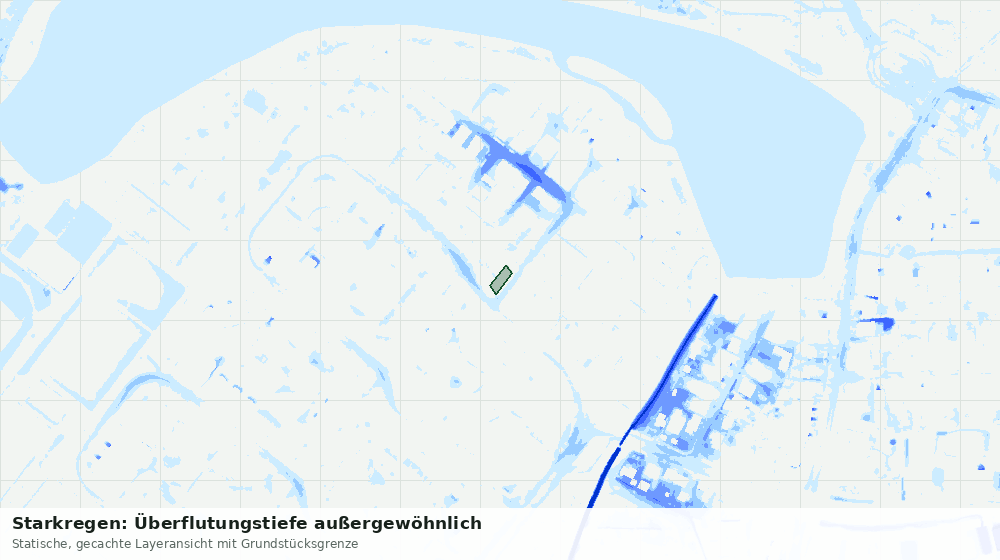 Statische Kartenansicht: Starkregen: Überflutungstiefe außergewöhnlich