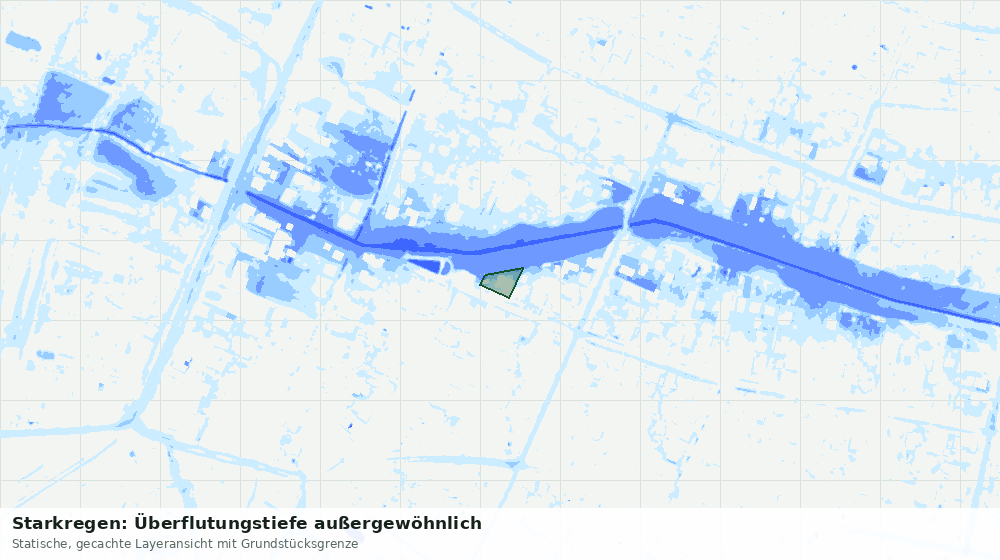 Statische Kartenansicht: Starkregen: Überflutungstiefe außergewöhnlich