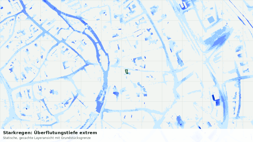 Statische Kartenansicht: Starkregen: Überflutungstiefe extrem