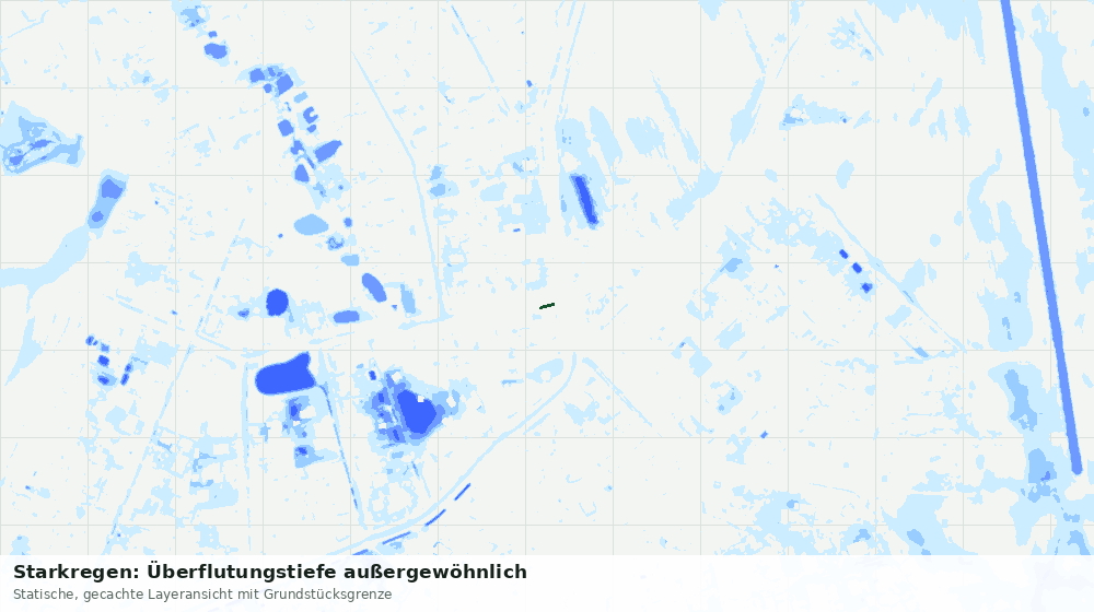 Statische Kartenansicht: Starkregen: Überflutungstiefe außergewöhnlich