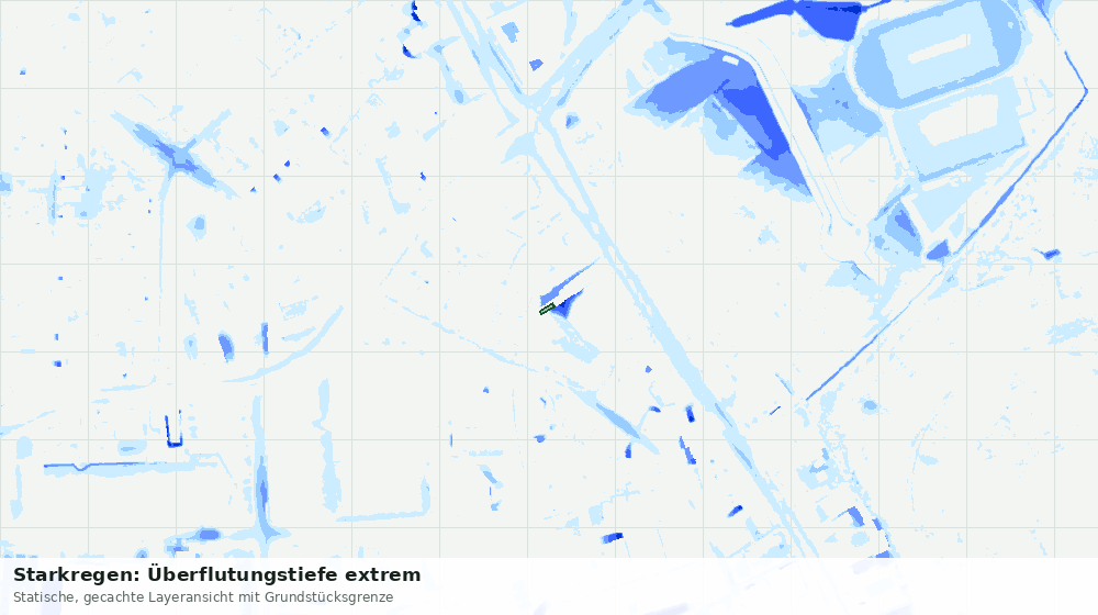 Statische Kartenansicht: Starkregen: Überflutungstiefe extrem