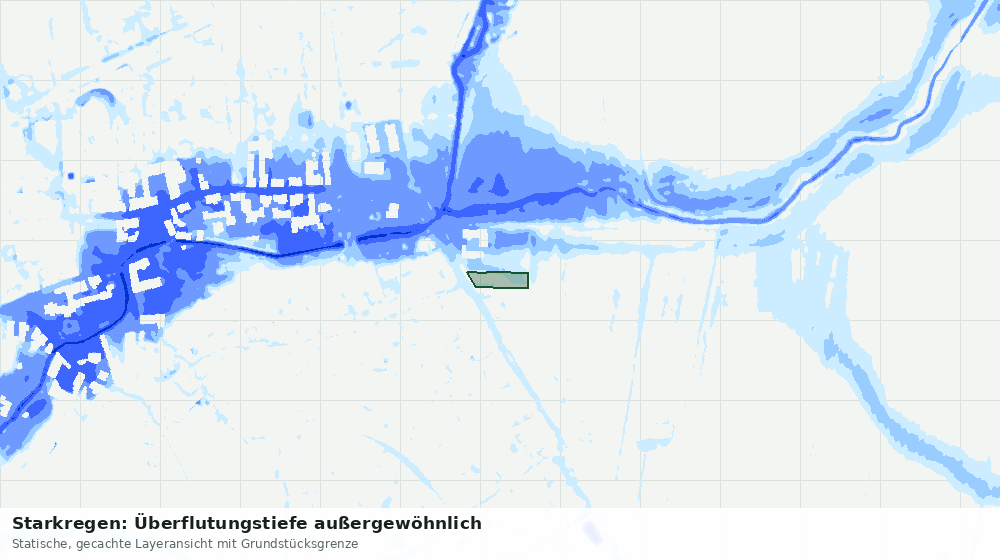 Statische Kartenansicht: Starkregen: Überflutungstiefe außergewöhnlich