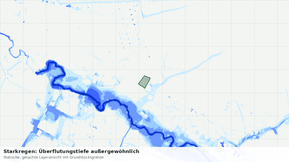 Statische Kartenansicht: Starkregen: Überflutungstiefe außergewöhnlich