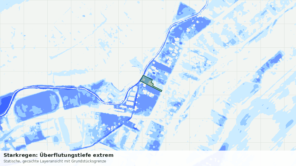 Statische Kartenansicht: Starkregen: Überflutungstiefe extrem