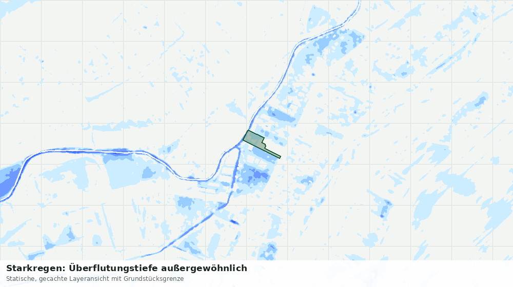 Statische Kartenansicht: Starkregen: Überflutungstiefe außergewöhnlich