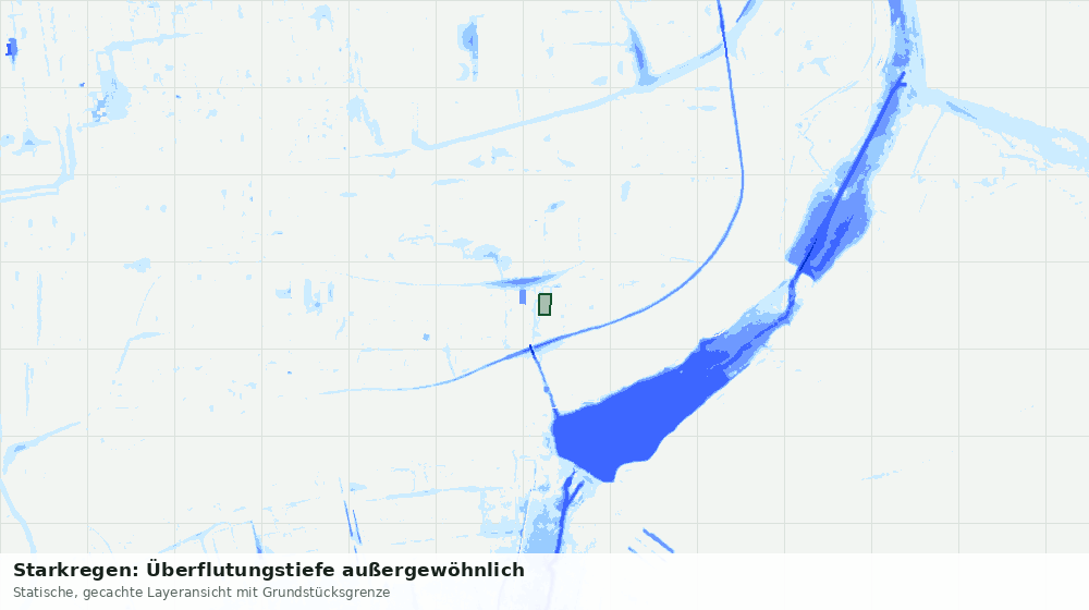 Statische Kartenansicht: Starkregen: Überflutungstiefe außergewöhnlich