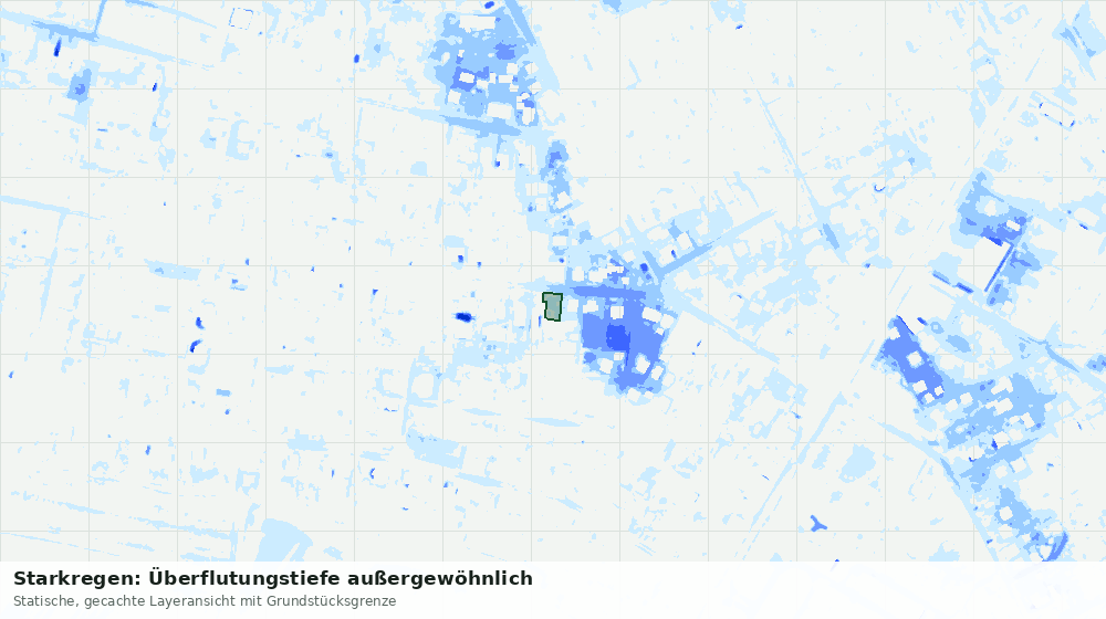 Statische Kartenansicht: Starkregen: Überflutungstiefe außergewöhnlich