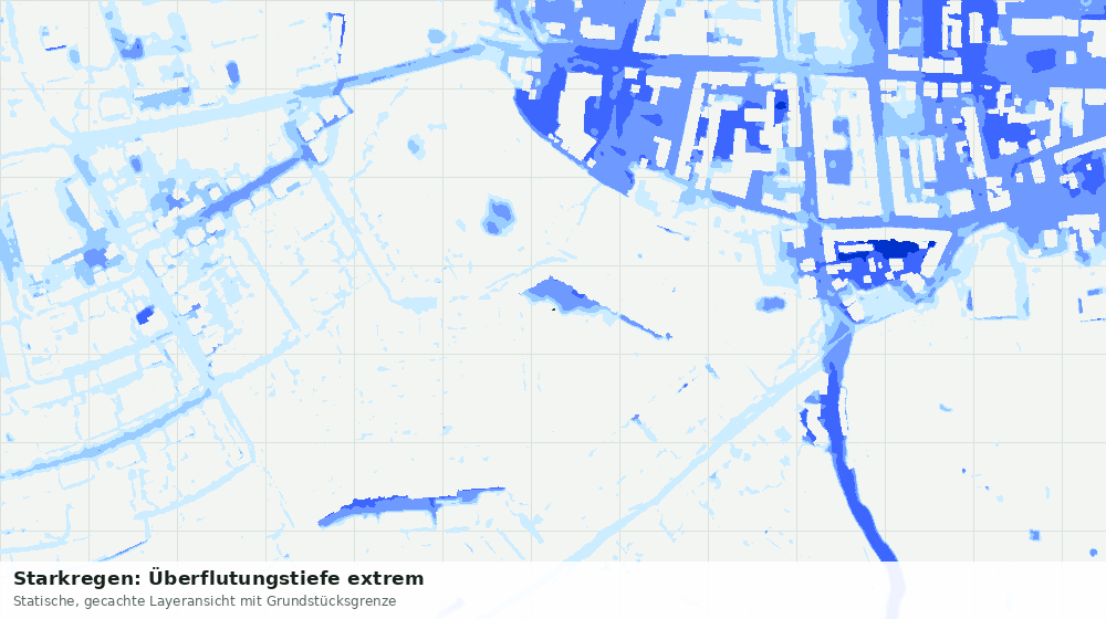 Statische Kartenansicht: Starkregen: Überflutungstiefe extrem
