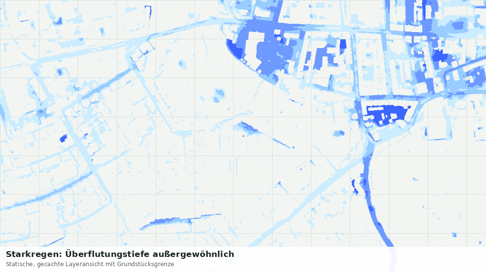 Statische Kartenansicht: Starkregen: Überflutungstiefe außergewöhnlich