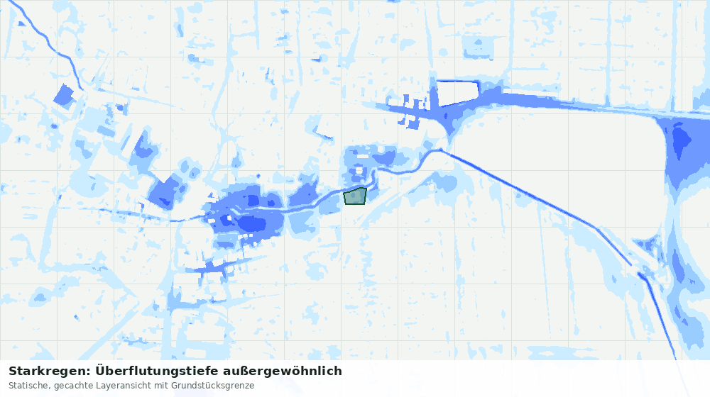 Statische Kartenansicht: Starkregen: Überflutungstiefe außergewöhnlich