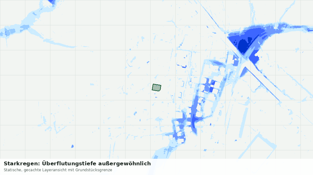 Statische Kartenansicht: Starkregen: Überflutungstiefe außergewöhnlich