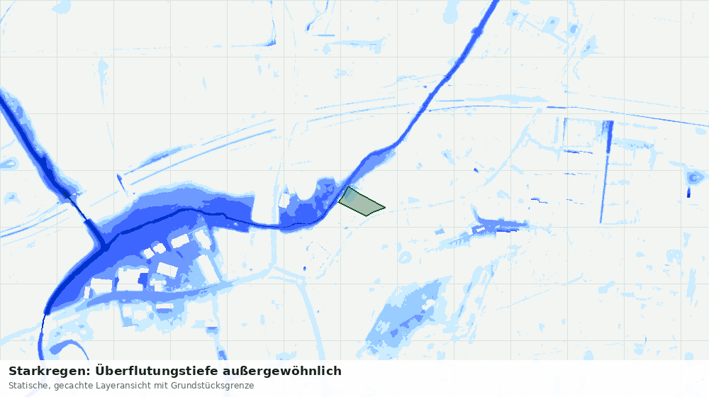 Statische Kartenansicht: Starkregen: Überflutungstiefe außergewöhnlich