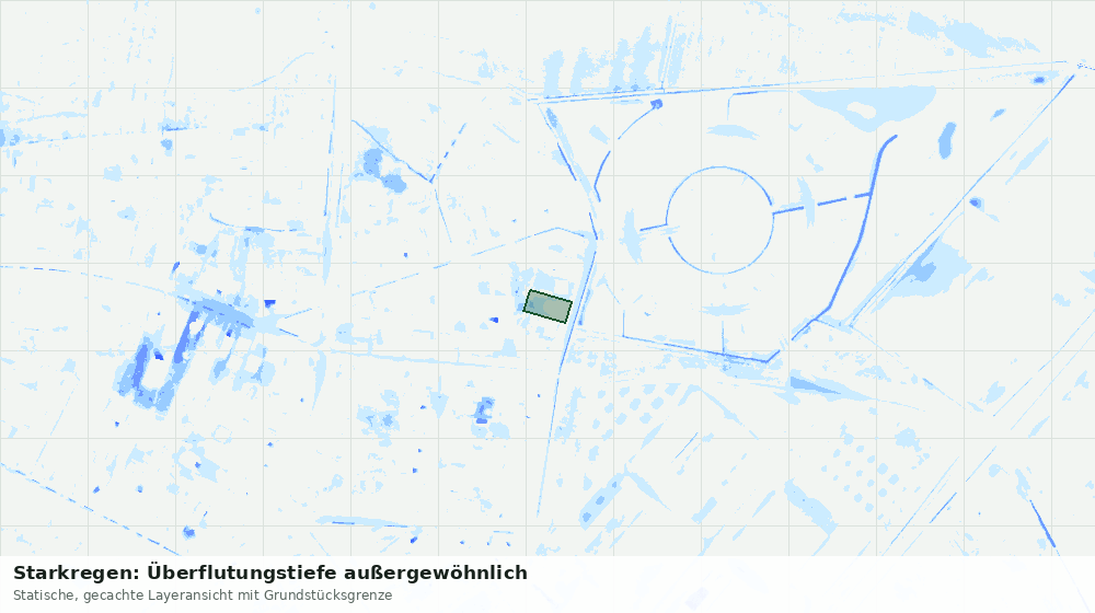 Statische Kartenansicht: Starkregen: Überflutungstiefe außergewöhnlich