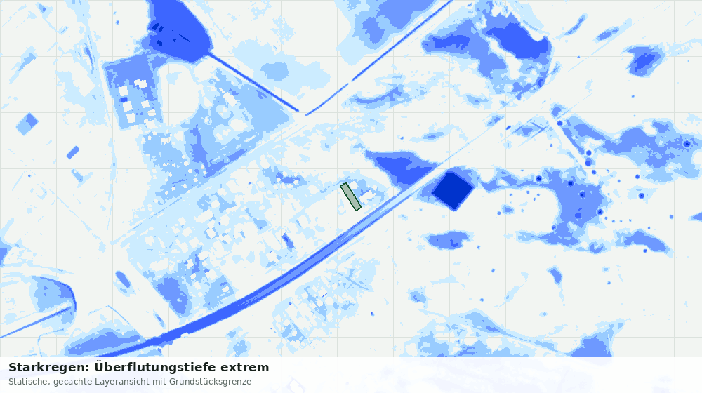 Statische Kartenansicht: Starkregen: Überflutungstiefe extrem