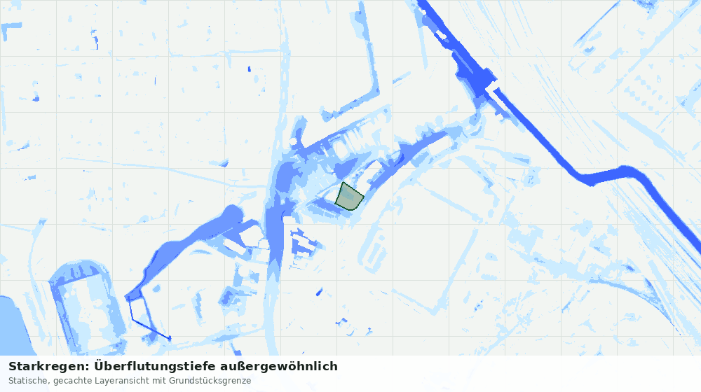 Statische Kartenansicht: Starkregen: Überflutungstiefe außergewöhnlich