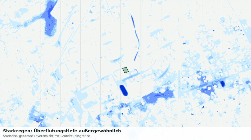 Statische Kartenansicht: Starkregen: Überflutungstiefe außergewöhnlich