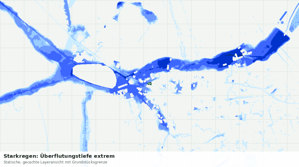 Statische Kartenansicht: Starkregen: Überflutungstiefe extrem