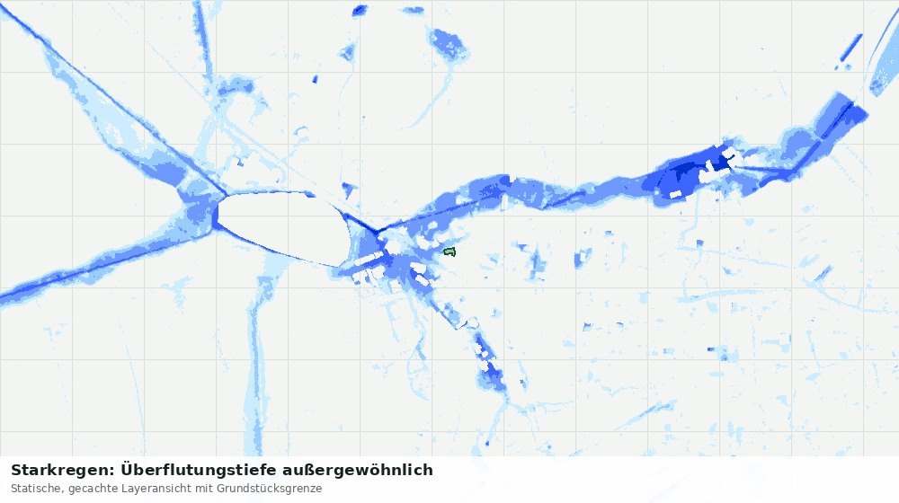 Statische Kartenansicht: Starkregen: Überflutungstiefe außergewöhnlich