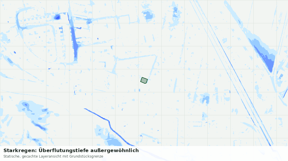 Statische Kartenansicht: Starkregen: Überflutungstiefe außergewöhnlich