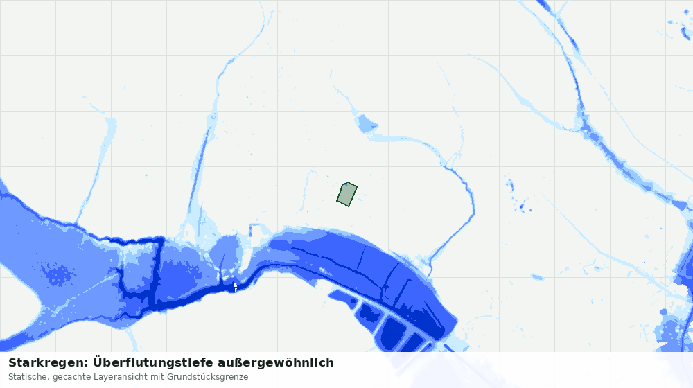 Statische Kartenansicht: Starkregen: Überflutungstiefe außergewöhnlich