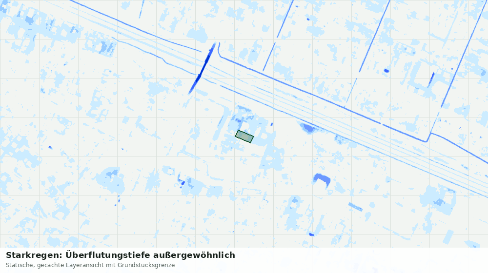 Statische Kartenansicht: Starkregen: Überflutungstiefe außergewöhnlich