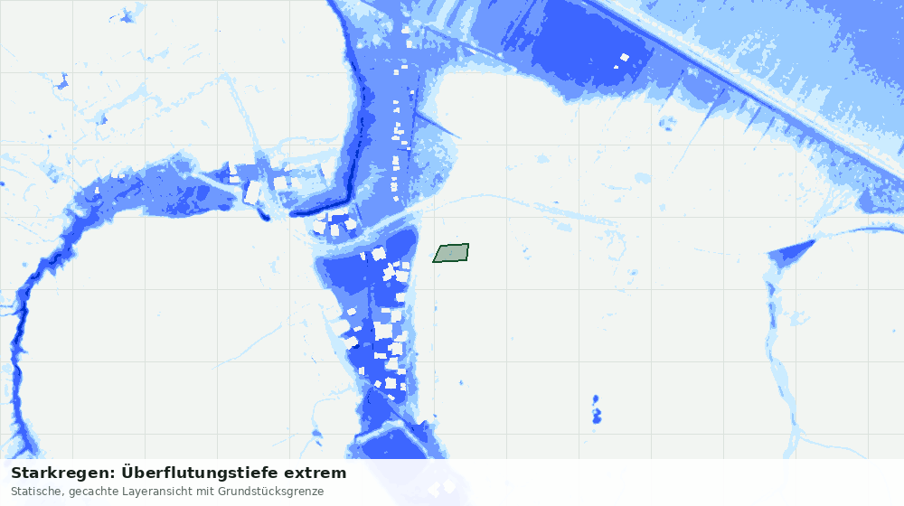 Statische Kartenansicht: Starkregen: Überflutungstiefe extrem