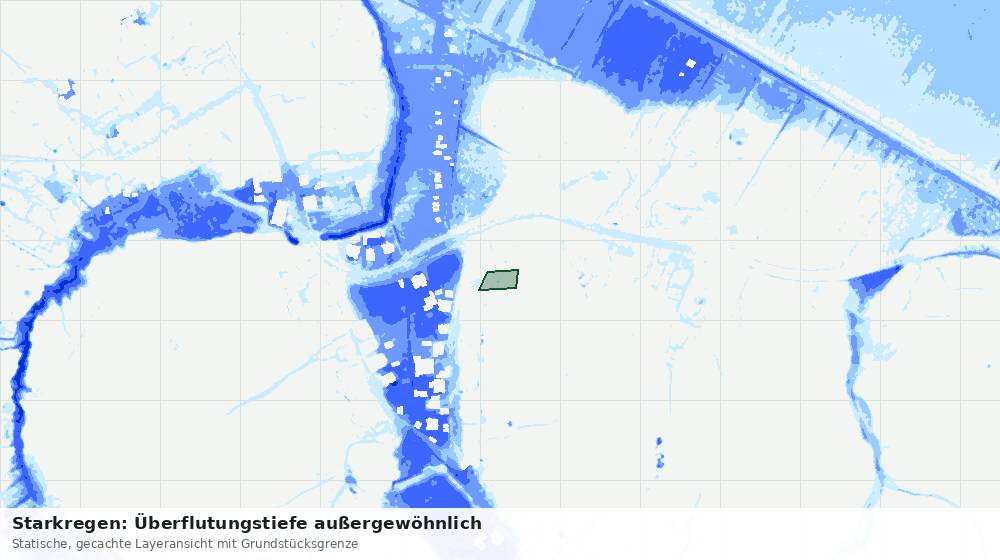 Statische Kartenansicht: Starkregen: Überflutungstiefe außergewöhnlich