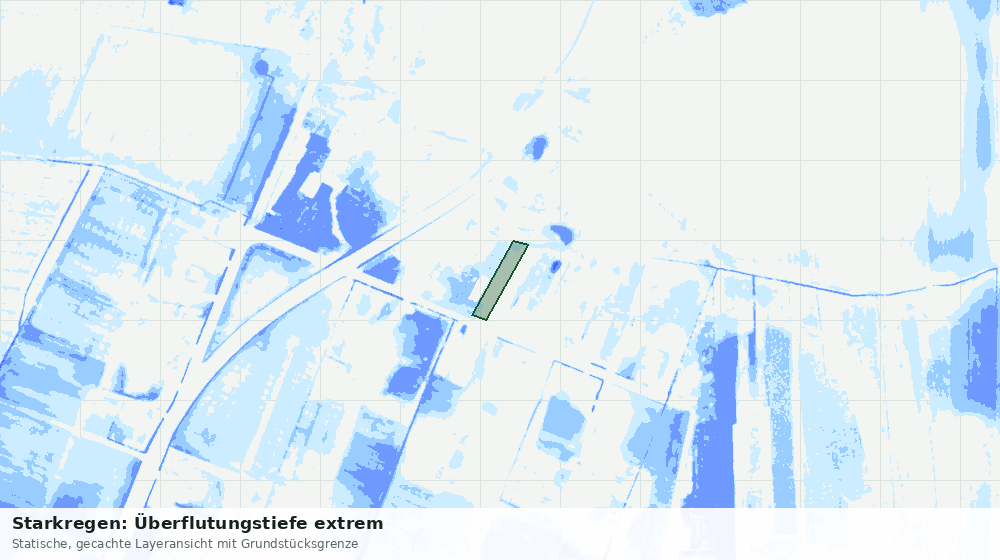 Statische Kartenansicht: Starkregen: Überflutungstiefe extrem