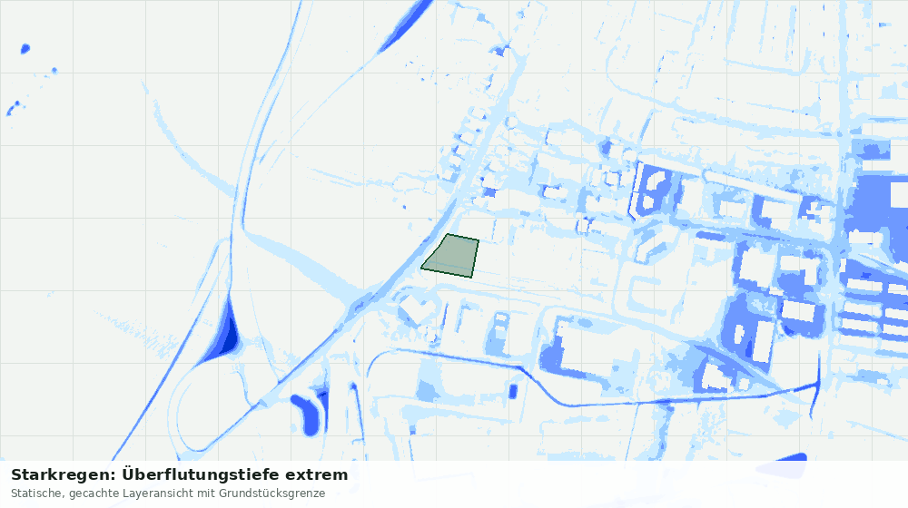 Statische Kartenansicht: Starkregen: Überflutungstiefe extrem