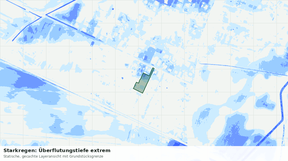 Statische Kartenansicht: Starkregen: Überflutungstiefe extrem