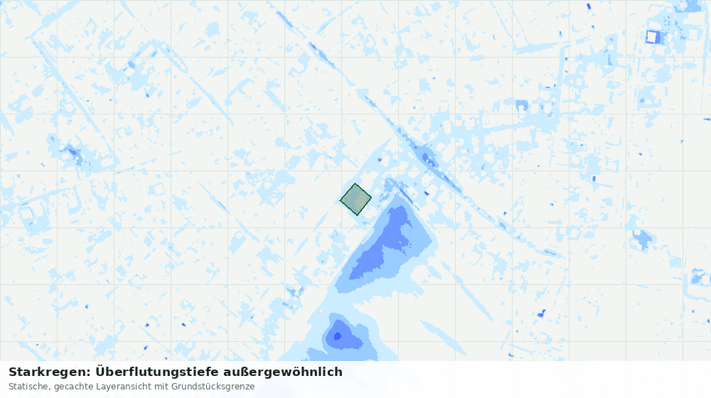 Statische Kartenansicht: Starkregen: Überflutungstiefe außergewöhnlich
