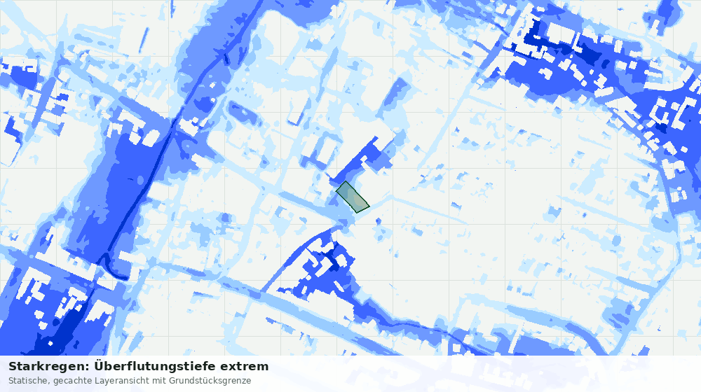 Statische Kartenansicht: Starkregen: Überflutungstiefe extrem