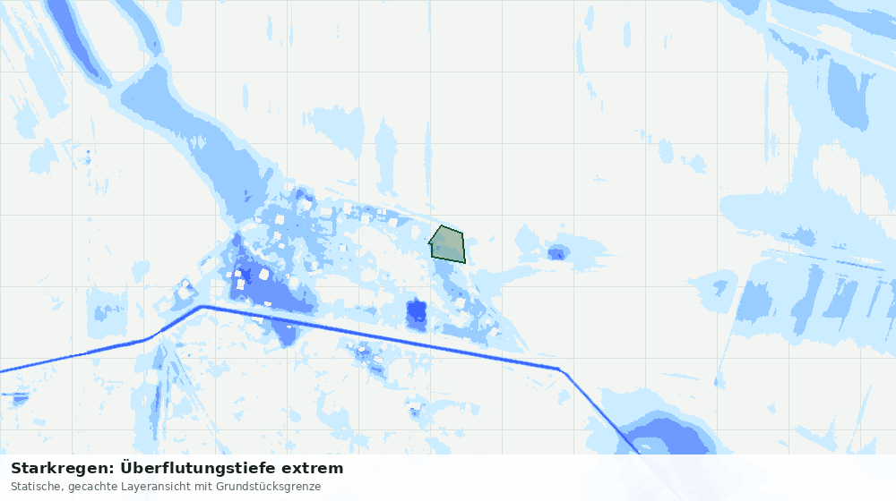 Statische Kartenansicht: Starkregen: Überflutungstiefe extrem