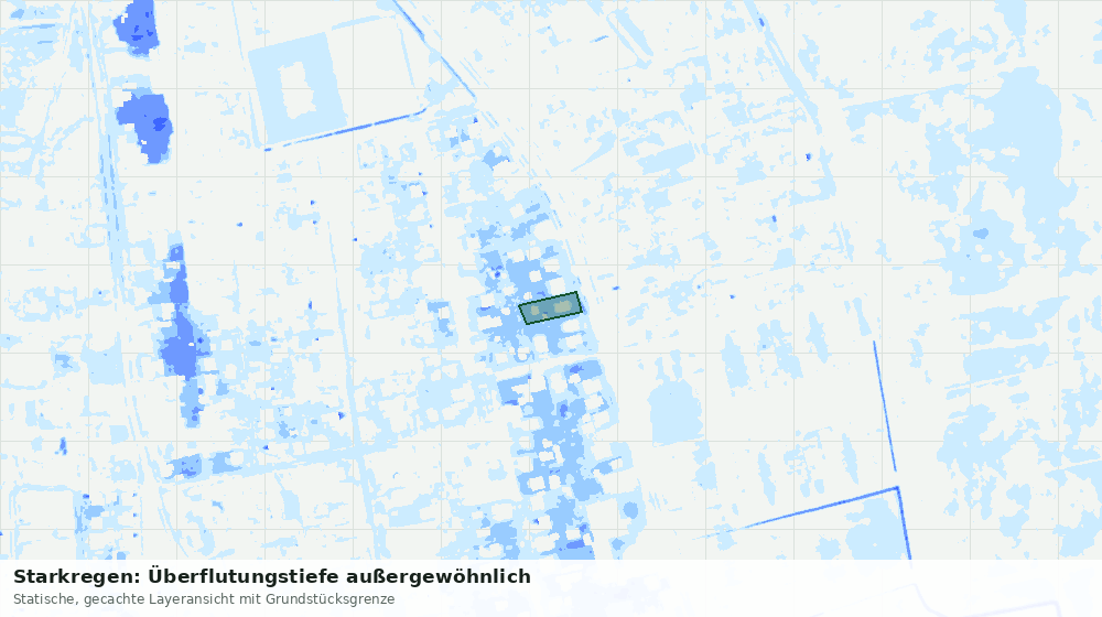 Statische Kartenansicht: Starkregen: Überflutungstiefe außergewöhnlich