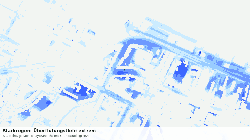 Statische Kartenansicht: Starkregen: Überflutungstiefe extrem