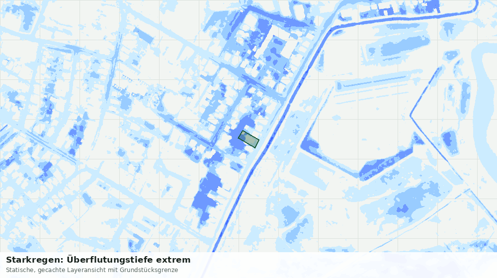 Statische Kartenansicht: Starkregen: Überflutungstiefe extrem