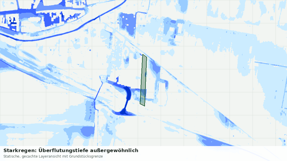 Statische Kartenansicht: Starkregen: Überflutungstiefe außergewöhnlich