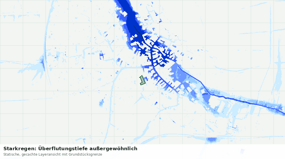 Statische Kartenansicht: Starkregen: Überflutungstiefe außergewöhnlich