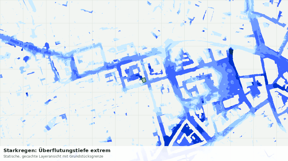 Statische Kartenansicht: Starkregen: Überflutungstiefe extrem